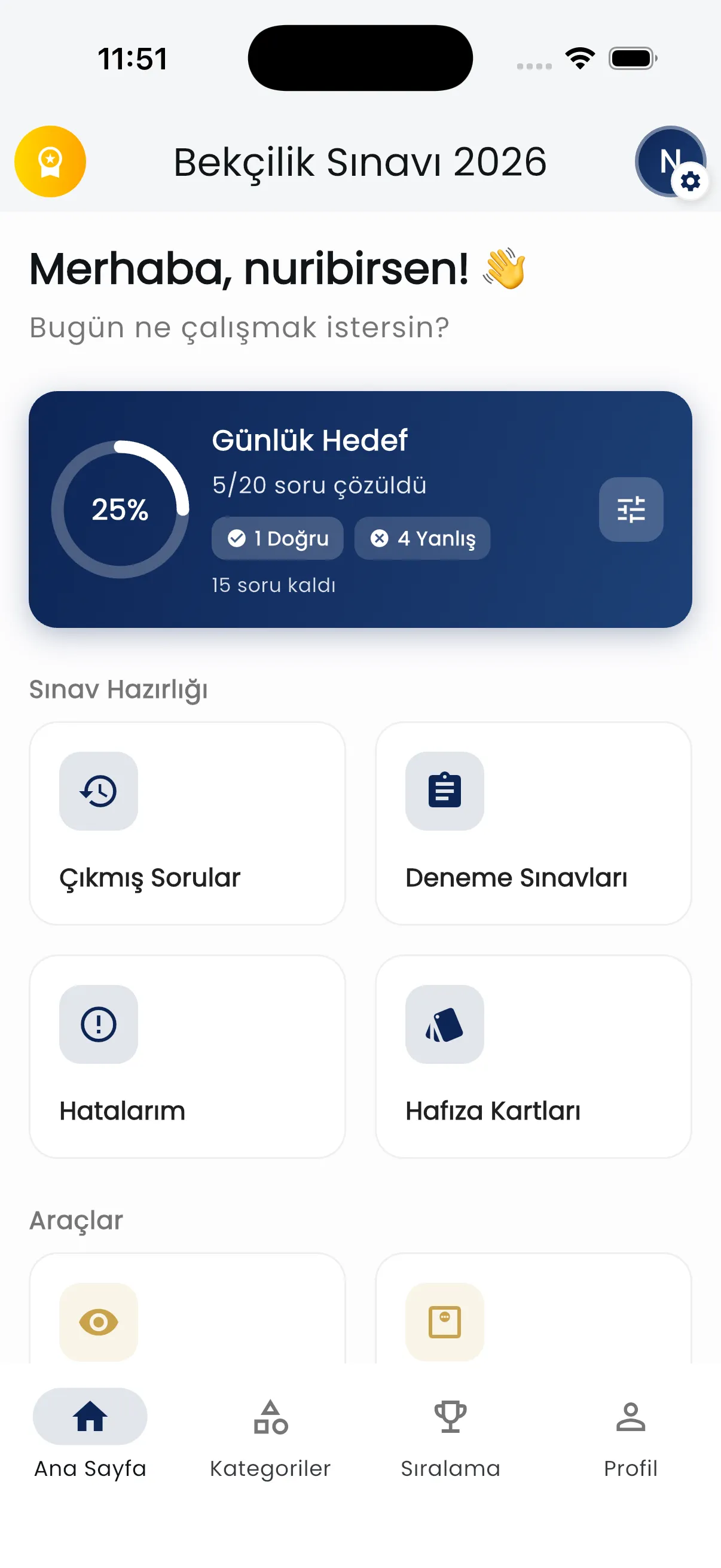 Bekçilik Sınavı 2026 uygulama ekranı 1